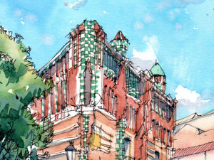 Casa-Vicens-Gaudi-drawing-Barcelona-watercolor-print