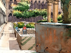 monestir-de-pedralbes-drawing-barcelona-watercolor-print