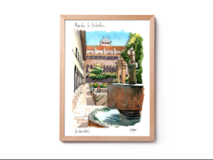 monestir-de-pedralbes-drawing-barcelona-watercolor-print