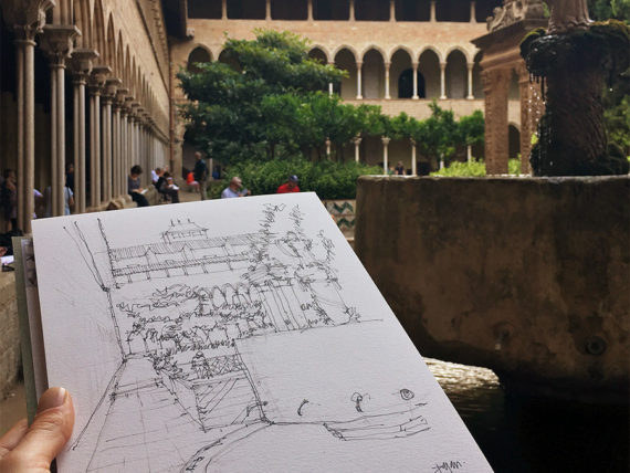 monestir-de-pedralbes-drawing-barcelona-watercolor-print monestir-de-pedralbes-drawing-barcelona-watercolor-print