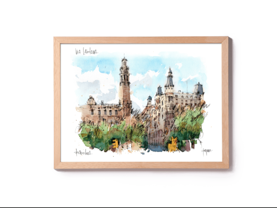 Via Laietana Barcelona watercolor print