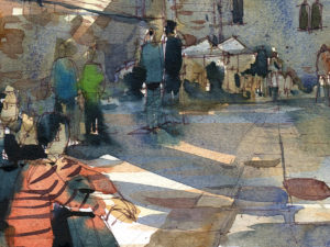 pl-del-rei-campanar-Barcelona watercolor print