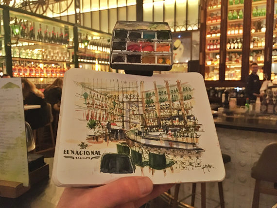 el-nacional-drawing-Barcelona watercolor-print el-nacional-drawing-Barcelona watercolor-print