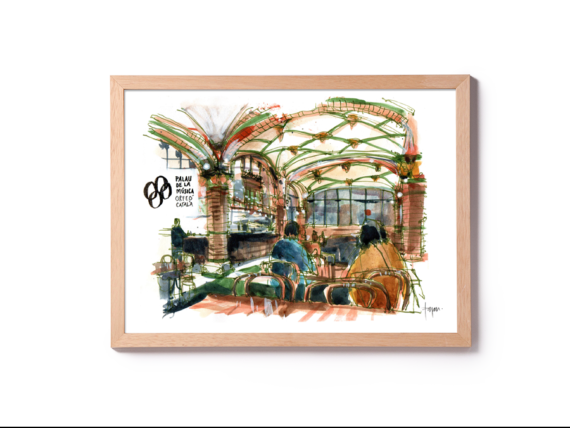 palau-de-la-musica-drawing-Barcelona watercolor-print