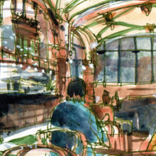 palau-de-la-musica-drawing-Barcelona watercolor-print