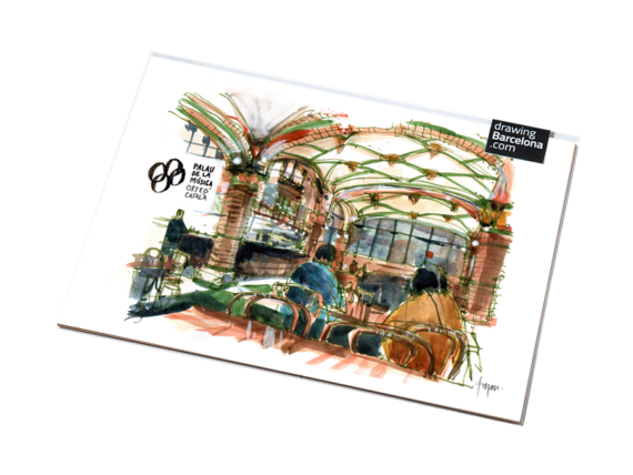 palau-de-la-musica-drawing-Barcelona watercolor-print