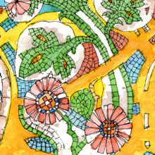 palau-de-la-musica-mosaic-drawing-Barcelona-watercolor-print palau-de-la-musica-mosaic-drawing-Barcelona-watercolor-print