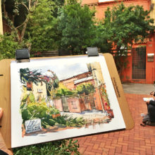 plaça-de-sant-gaietà-sarria-drawing-barcelona-watercolor-print