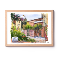plaça-de-sant-gaietà-sarria-drawing-barcelona-watercolor-print