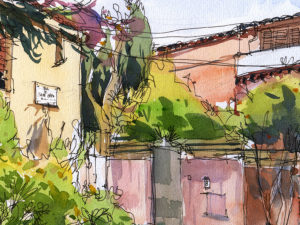 plaça-de-sant-gaietà-sarria-drawing-barcelona-watercolor-print