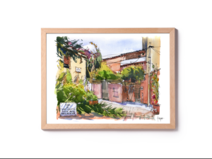 plaça-de-sant-gaietà-sarria-drawing-barcelona-watercolor-print