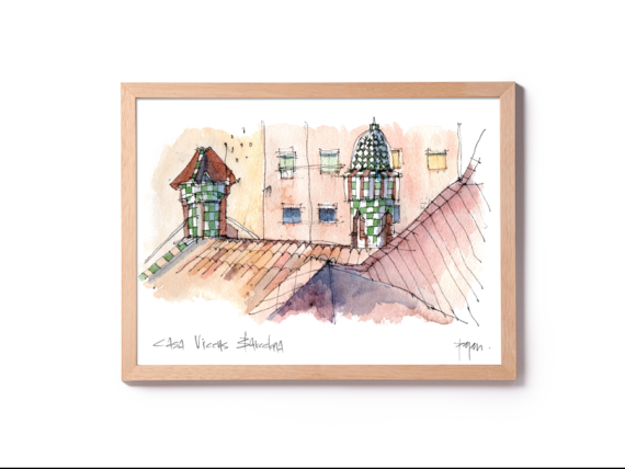 casa-vicens-terrace-watercolor-barcelona casa-vicens-terrace-watercolor-barcelona