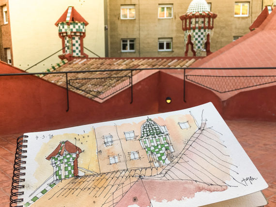 casa-vicens-terrace-watercolor-barcelona casa-vicens-terrace-watercolor-barcelona