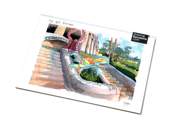 Park-Guell-drac-Gaudi-drawing-Barcelona Park-Guell-drac-Gaudi-drawing-Barcelona