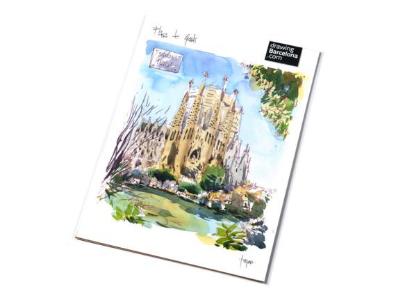 sagrada-familia-placa-de-gaudi-barcelona-print-watercolor sagrada-familia-placa-de-gaudi-barcelona-print-watercolor