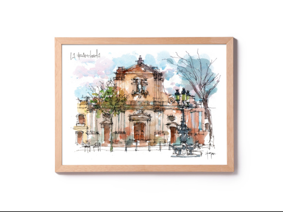 barceloneta-church-print-drawing-barcelona