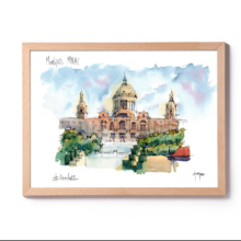 P046-montjuic-mnac-drawing-barcelonamontjuic-mnac-drawing-barcelona-watercolor-print montjuic-mnac-drawing-barcelona-watercolor-print