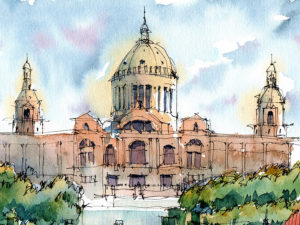 montjuic-mnac-drawing-barcelona-watercolor-print
