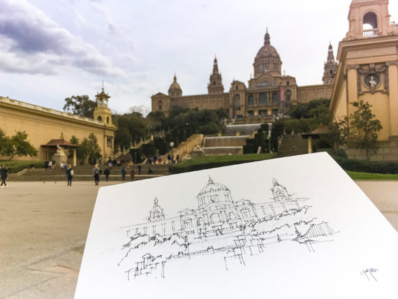 montjuic-mnac-drawing-barcelona-watercolor-print montjuic-mnac-drawing-barcelona-watercolor-print
