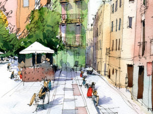 plaça-del-sol-drawing-barcelona-watercolor-print