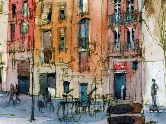 pl.vicenç-martorell-drawing-barcelona-watercolor-print