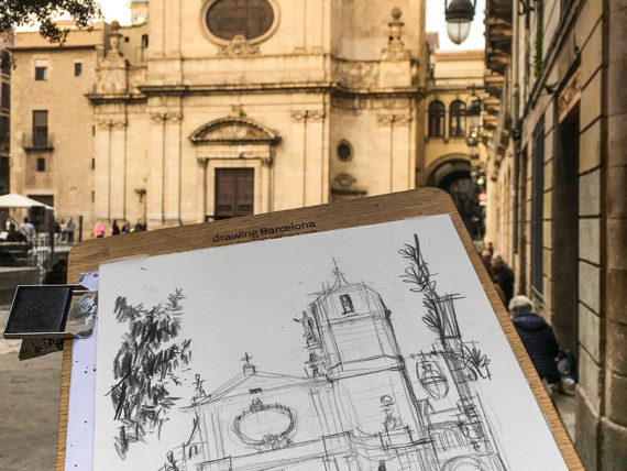 pl-de-la-merce-drawing-barcelona-watercolor-print pl-de-la-merce-drawing-barcelona-watercolor-print