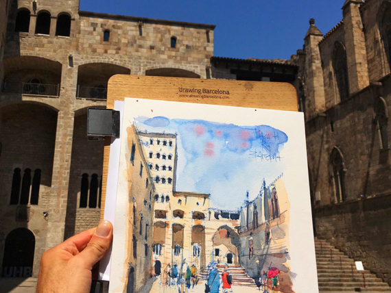 pl-del-rei-drawing-barcelona-watercolor-print