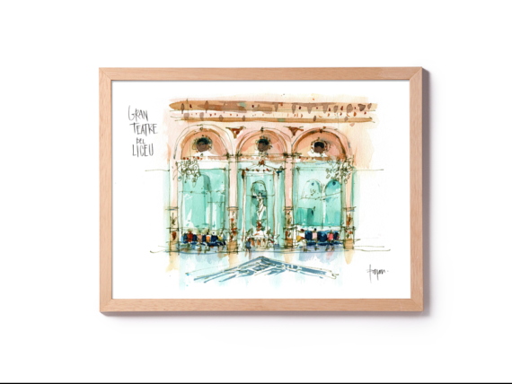 Liceu-salo-miralls-drawing-barcelona-watercolor-print