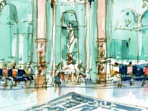 Liceu-salo-miralls-drawing-barcelona-watercolor-print