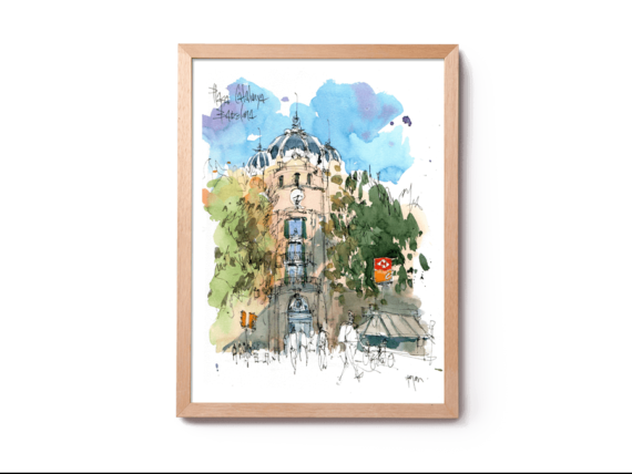 plaza-catalunya-watercolor-barcelona