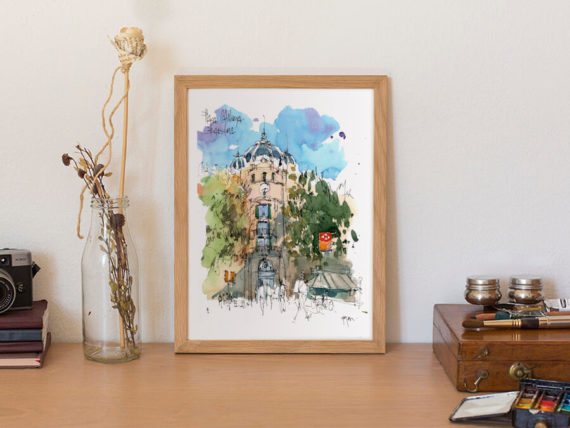 plaza-catalunya-watercolor-barcelona