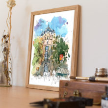 plaza-catalunya-watercolor-barcelona