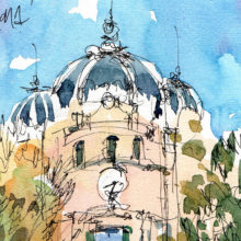 plaza-catalunya-watercolor-barcelona