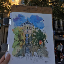 plaza-catalunya-watercolor-barcelona