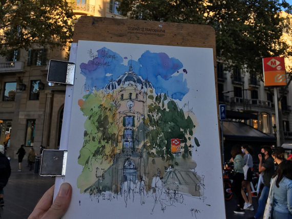 plaza-catalunya-watercolor-barcelona