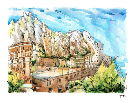 monestir-montserrat-watercolor-print monestir-montserrat-watercolor-print