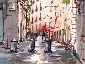 el-born-carrer-de-les-caputxes-barcelona-watercolor-print