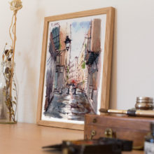 el-born-carrer-de-les-caputxes-barcelona-watercolor-print