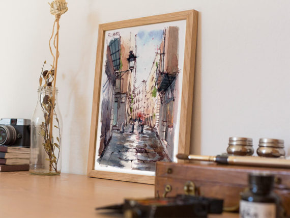 el-born-carrer-de-les-caputxes-barcelona-watercolor-print