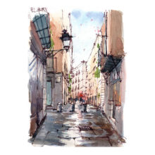 el-born-carrer-de-les-caputxes-barcelona-watercolor-print
