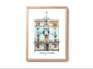 pl-de-la-vila-ens-en-sortirem-drawing-barcelona-original-watercolor