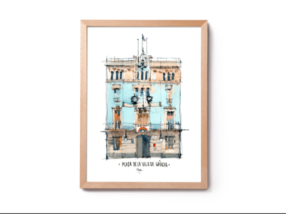 pl-de-la-vila-ens-en-sortirem-drawing-barcelona-original-watercolor
