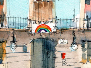 pl-de-la-vila-ens-en-sortirem-drawing-barcelona-original-watercolor