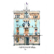 pl-de-la-vila-ens-en-sortirem-drawing-barcelona-original-watercolor