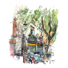 plaza-de-la-llana-bike-born-watercolor-original-and-prints