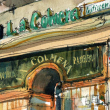 pastisseria-la-colmena-original-watercolor-print-drawing-barcelona pastisseria-la-colmena-original-watercolor-print-drawing-barcelona