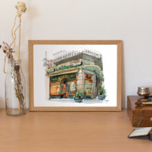 pastisseria-la-colmena-original-watercolor-print-drawing-barcelona pastisseria-la-colmena-original-watercolor-print-drawing-barcelona