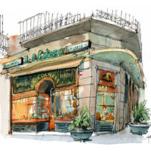 pastisseria-la-colmena-original-watercolor-print-drawing-barcelona pastisseria-la-colmena-original-watercolor-print-drawing-barcelona