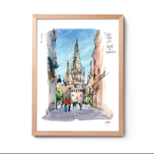 catedral-sant-jordi-original-watercolor-print-drawing-barcelona catedral-sant-jordi-original-watercolor-print-drawing-barcelona