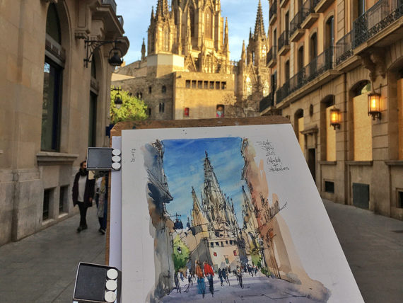 catedral-sant-jordi-original-watercolor-print-drawing-barcelona catedral-sant-jordi-original-watercolor-print-drawing-barcelona